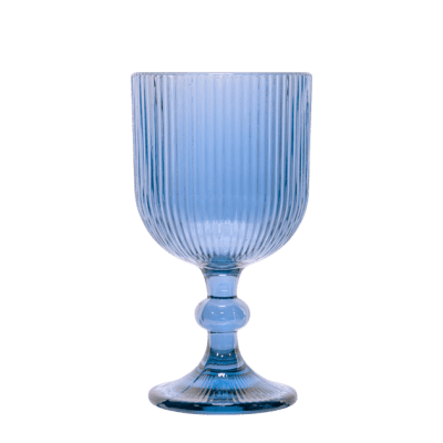 Стъклени чаши за бяло вино 250 мл BLOOM, 6 броя, син цвят