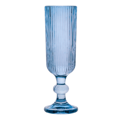 Стъклени чаши за шампанско 150 мл BLOOM, 6 броя, син цвят