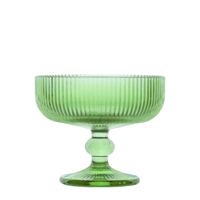 Стъклени чаши за сладолед / десерт на столче 280 мл BLOOM, 6 броя, зелен цвят