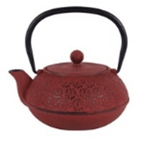 Чугунен чайник с цедка 900 мл, червен цвят, Luigi Ferrero