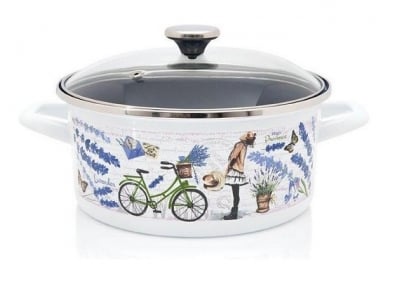 Емайлирана плитка тенджера със стъклен капак 24 см, 4.75 литра PROVANSA, Metalac Сърбия