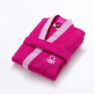 Халат за баня Summer L/XL, цвят лилав с лента жакард, United Colors Of Benetton
