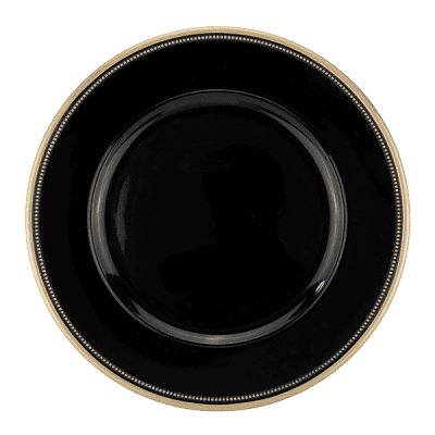 Подложна чиния оребрена със златист кант 33 см PVC BLACK, полипропилен