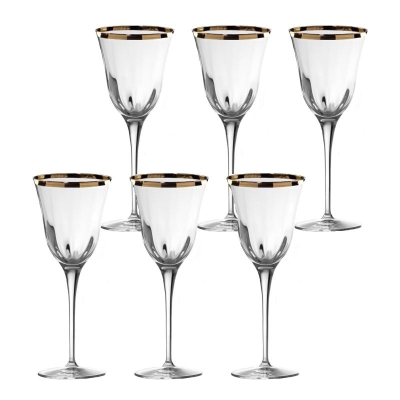 Кристални чаши за вино 240 мл JULIA OPTIC GOLD RIM - 6 броя, LA REINE Италия
