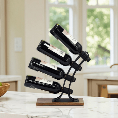 Метална поставка за 4 бутилки вино, 31.5 x 12 x 32 см