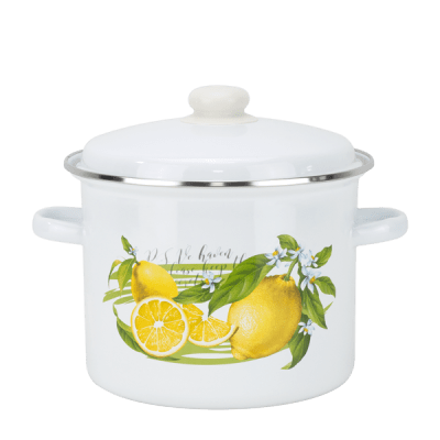 Емайлирана тенджера с капак 5.5 литра ЛИМОН, метален ръб