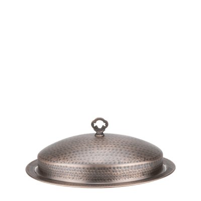 Иноксово плато овал с капак с медно релефно покритие 45 x 35 см, RUSTIC