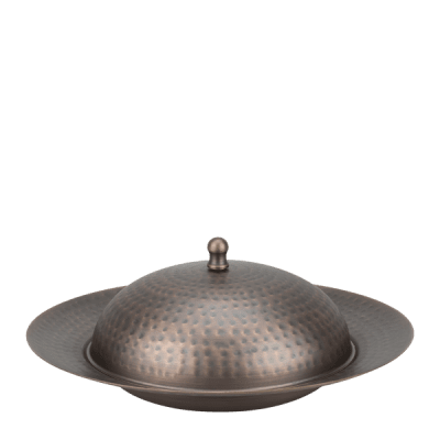 Иноксово плато с капак с медно релефно покритие Ø 19.5 см, RUSTIC