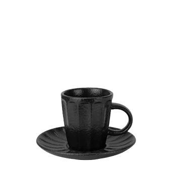 Порцеланова чаша за кафе 110 мл с чинийка BARISTA, черен цвят