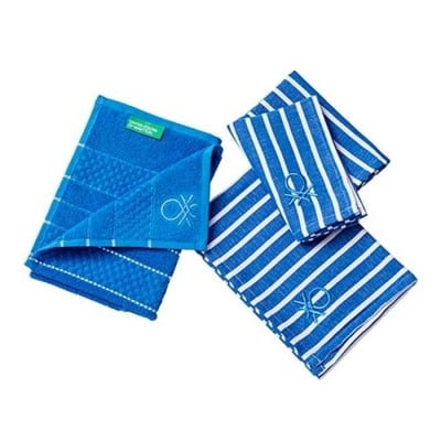 Комплект 2 броя кухненски кърпи Rainbow, 50 x 70 см / 50 x 50 см, син цвят, United Colors Of Benetton