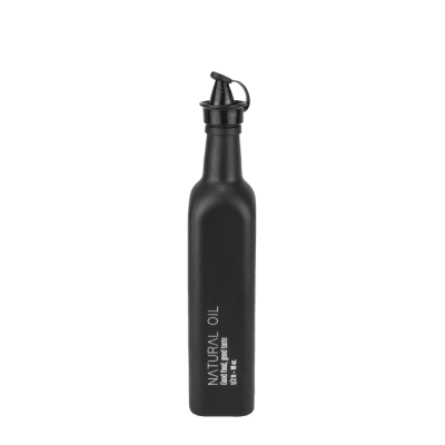 Стъклена бутилка за зехтин с наливник URLA 500 мл, цвят черен мат