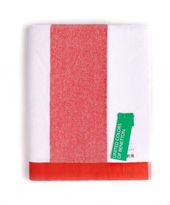 Плажна кърпа 90 x 160 см Rainbow, червено и бяло, United Colors Of Benetton