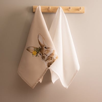 Комплект от 2 броя кухненски кърпи, декор зайче, 50 x 70 см, HOMLA Полша