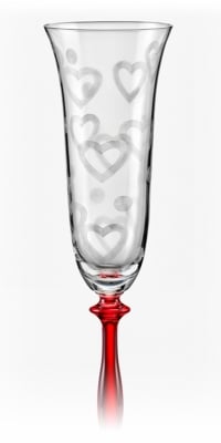 Ритуални чаши Сърца с червено столче 190 мл - 2 броя, Bohemia Crystalex