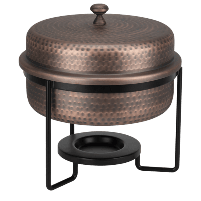 Бен Мари кръгло с релефно медно покритие с черна стойка Ø 33.5 см, 5 литра, RUSTIK ANTIQUE