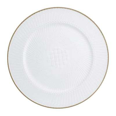 Подложна чиния оребрена със златист кант 33 см PVC WHITE, полипропилен