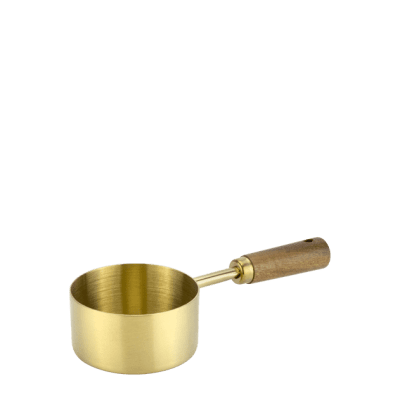 Стоманена сосиера с дръжка Ø 5.5 x h 3 см - 60 мл, цвят злато, GOLD