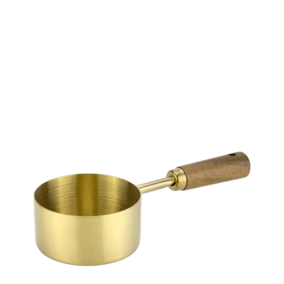 Стоманена сосиера с дръжка Ø 6 x h 3.2 см - 80 мл, цвят злато, GOLD