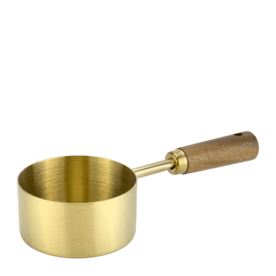 Стоманена сосиера с дръжка Ø 7 x h 3.5 см - 125 мл, цвят злато, GOLD