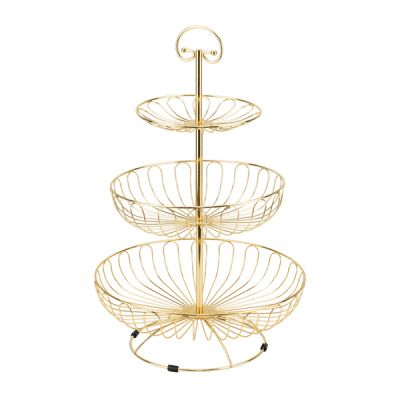 Метална фруктиера на 3 нива 30/24/17 см, цвят златен, CHARM GOLD