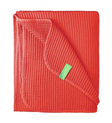 Одеяло Rainbow 140 х 190 см, червен цвят, вафел, United Colors Of Benetton