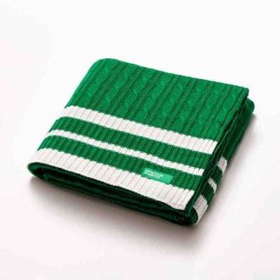 Плетено памучно одеяло Rainbow 140 х 190 см, зелен цвят, United Colors Of Benetton