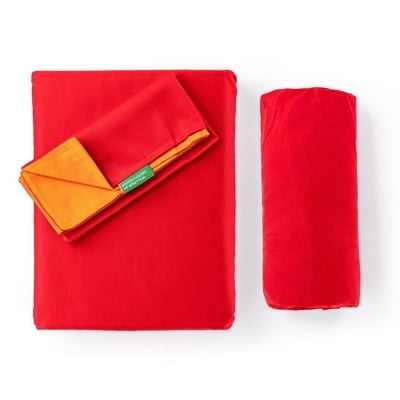 Спален двулицев комплект 3 части Rainbow, цвят червен и оранжев, United Colors Of Benetton