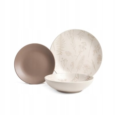 Порцеланов сервиз за хранене 18 части BARI, бежов цвят, HOMLA Полша