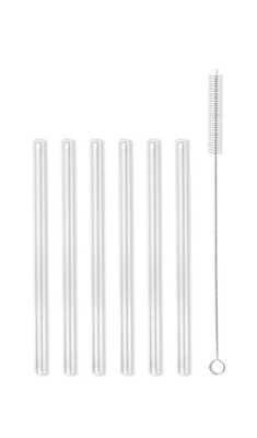 Комплект 6 стъклени сламки 15 см Amo - прозрачни, Vialli Design Полша