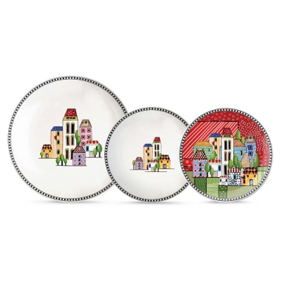 Порцеланов сет 3 бр чинии, цвят червен - Paese Mio, Egan Италия