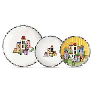Порцеланов сет 3 бр чинии, цвят жълт - Paese Mio, Egan Италия