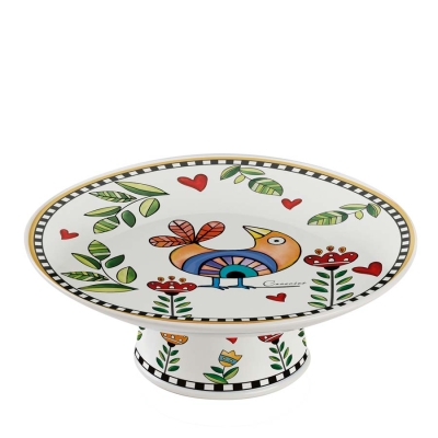 Порцеланвоа поставка/стойка за торта 27 х 10 см Cocorico - жълта, Egan Италия