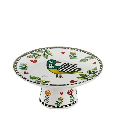 Порцеланова поставка/стойка за торта 19 x 19 см Cocorico, зелена, Egan Италия