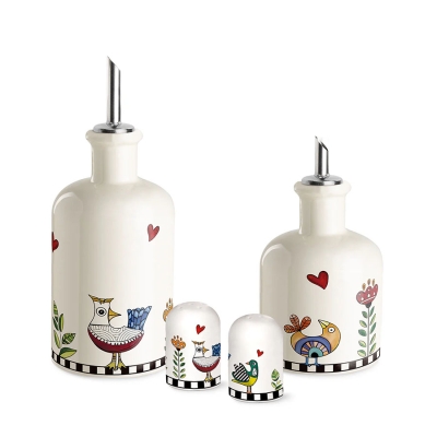 Порцеланов кт за олио, оцет, сол и пипер Cocorico, EGAN Италия