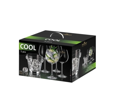Комплект ледарка и 4 чаши за джин 620 мл Cool, Bohemia Royal Crystal Чехия
