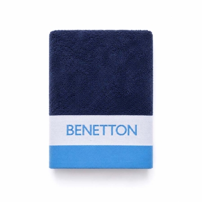 Кърпа за баня 70 х 140 см, син цвят, United Colors of Benetton