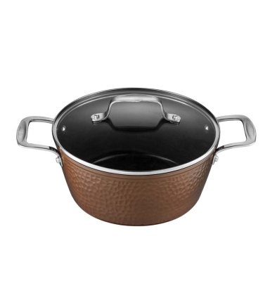 Тенджера Cheffino Copper Luxe 24 см с капак, кован алуминий