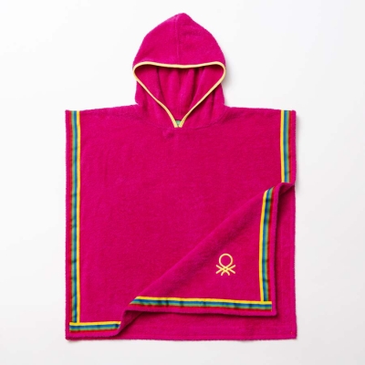 Детско пончо за плаж 65 х 65 см, розов цвят, Rainbow Kids, United Colors Of Benetton