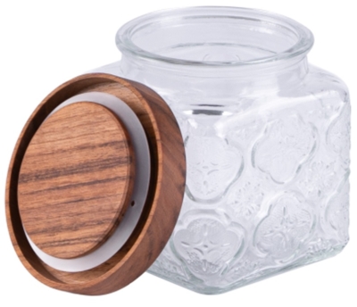 Стъклен буркан с акациева капачка 550 мл