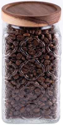 Стъклен буркан с акациева капачка 1000 мл