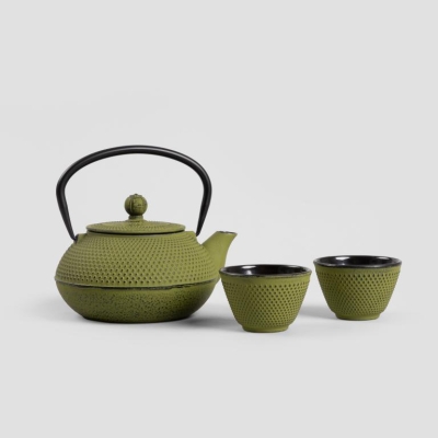 Чугунен чайник с 2 чаши MODIG, зелен цвят, HOMLA Полша