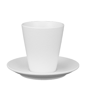 Порцеланова чаша за топли напитки 260 мл с чинийка BARISTA, бял цвят
