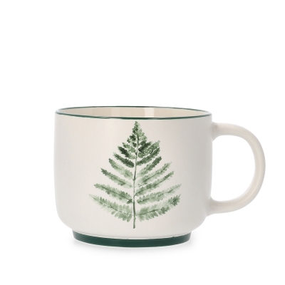 Порцеланова чаша за кафе или чай 350 мл - BLYDE, листа от папрат, HOMLA Полша