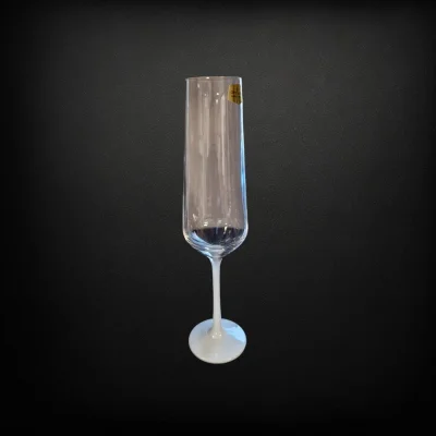 Чаши за шампанско с бяло столче 200 мл SANDRA, 6 броя, Bohemia Crystalex