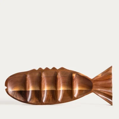 Акациево плато  за ядки с форма на риба 39.5 x 14 см МООКА, HOMLA Полша