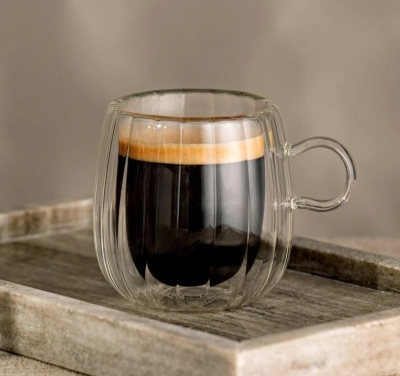 Комплект 2 бр двустенни чаши за кафе или чай 250 мл CEMBRA GROOVE, HOMLA Полша