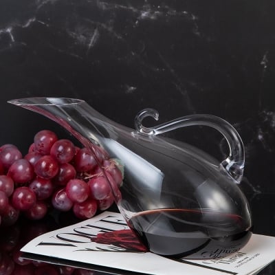 Стъклен декантер за вино с дръжка, 18 x 32 x 12 см