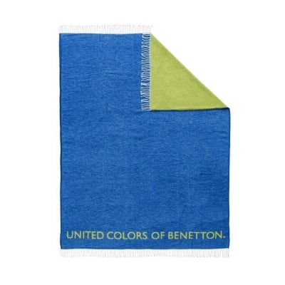Одеяло с две лица 140 x 190 см Rainbow, цвят син и зелен, United Colors Of Benetton