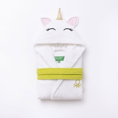 Детски халат за баня Kids Unicorn 7-9 години, бял цвят, United Colors Of Benetton