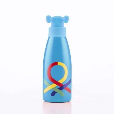 Стоманена бутилка за вода 550 мл, син цвят, капачка тип кранче, United Colors Of Benetton